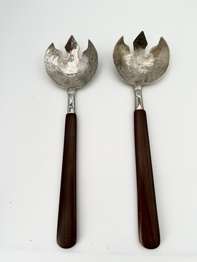 Sterling Silver 950 Salad Serving Spoons from Peru