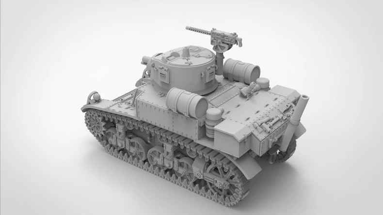 3D Printed 1/72/87/144 US M3A1 Stuart Tank (Satan Modified Version) Model Kit