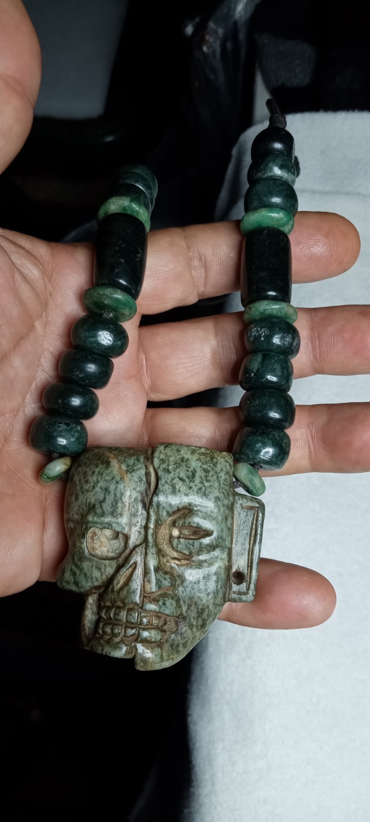 Aztec Modern Precolombian Life and Dead Mask Neckalce.