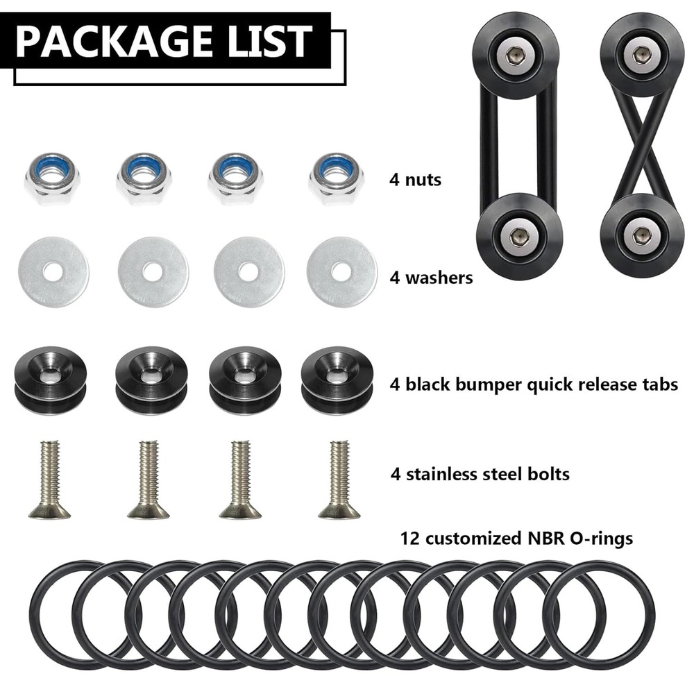 BFXM Universal Bumper Clips Front Rear Quick Release Hold Down Brackets Kit