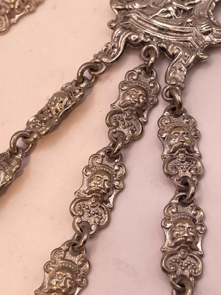 Chatelaine Solid Silver Antique Victorian Continental pin cushion pencil etc