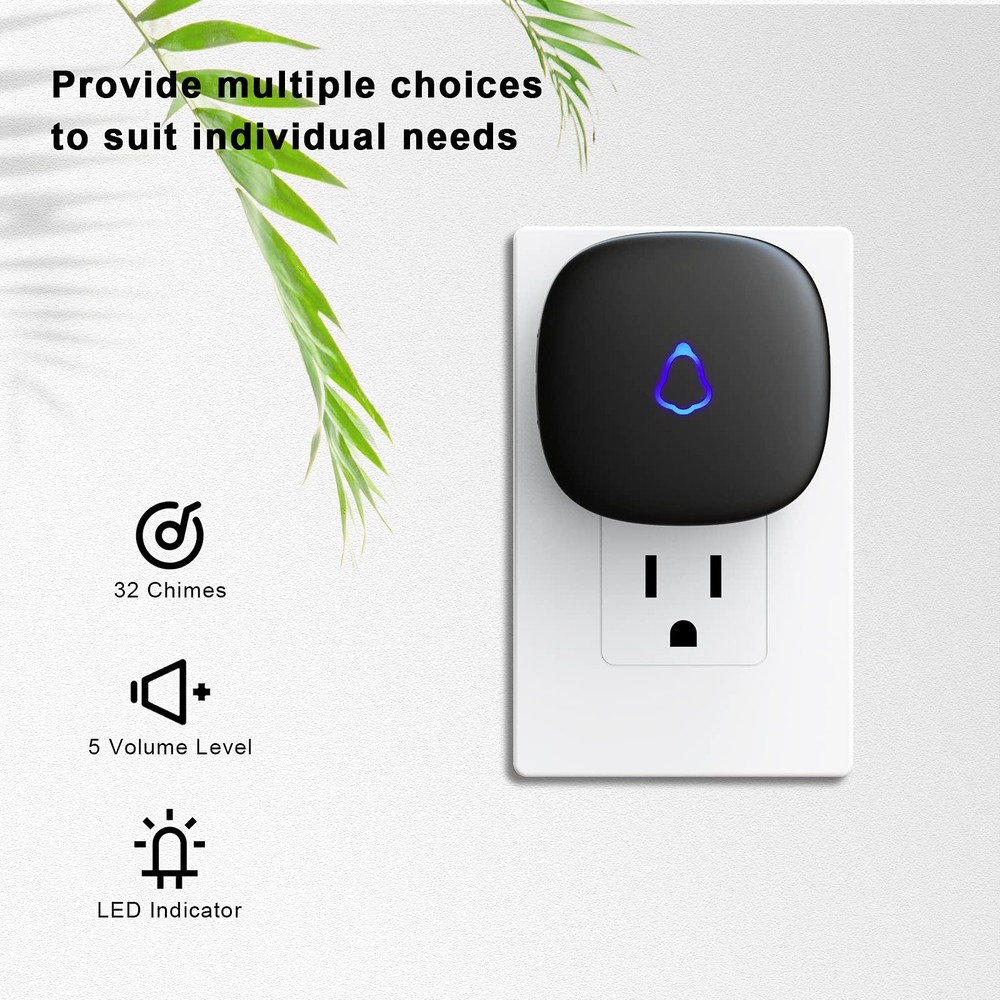 SECRUI Wireless Doorbell, Easy installation, 1 receiver 1 button, Black