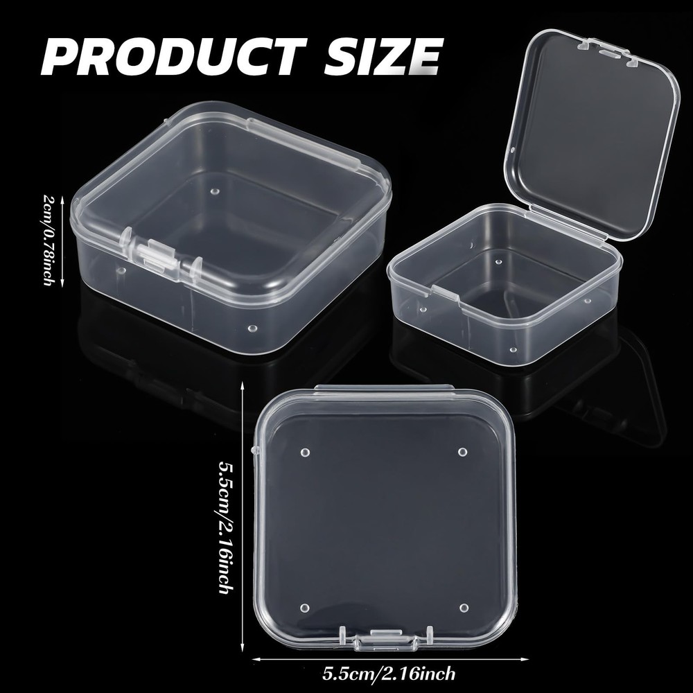 120 Pcs Clear Plastic Beads Storage Containers Box Mini Sizes Rectangular Box...