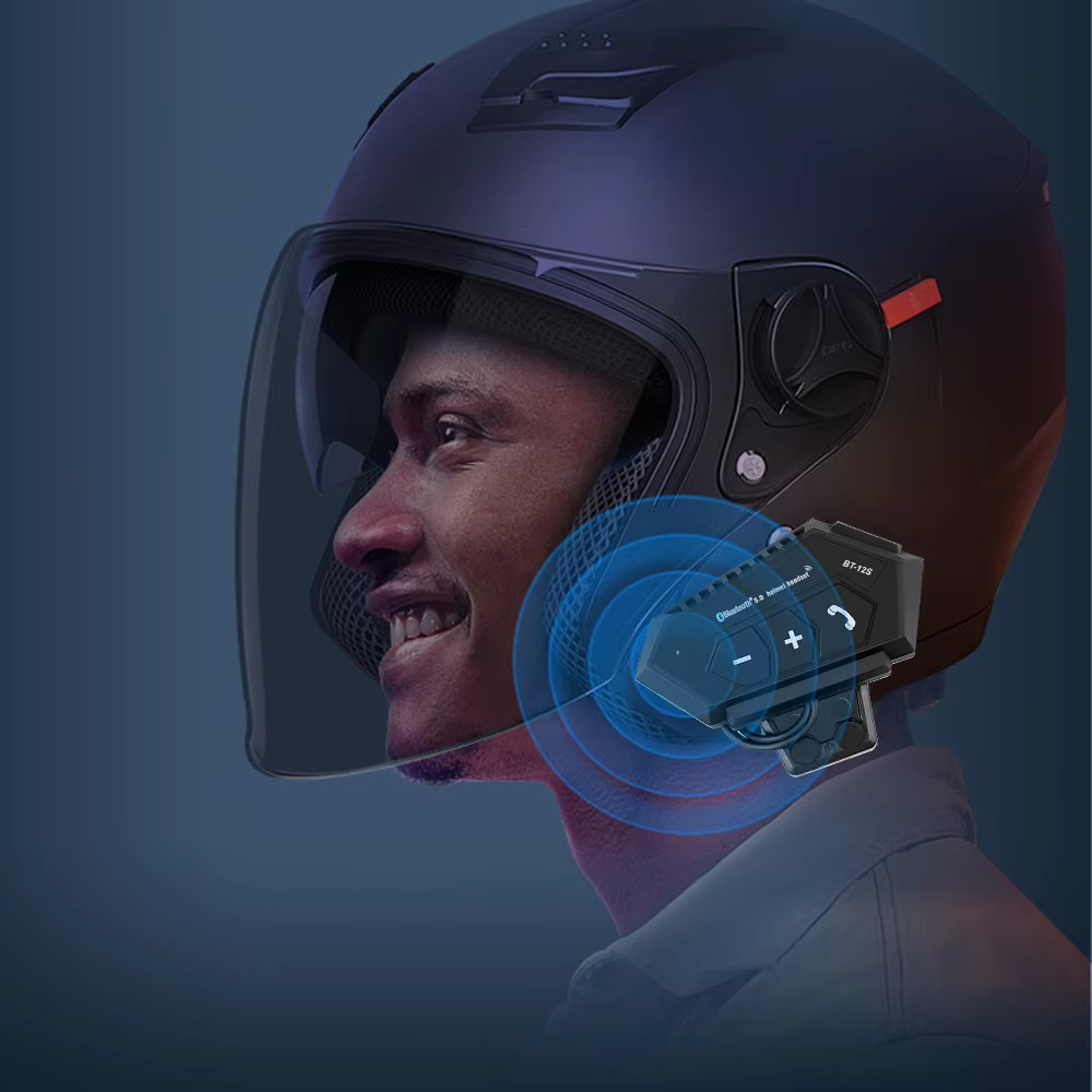 BT12S Motorcycle Helmet Bluetooth Headset, Hands-free Calling, Anti-interference