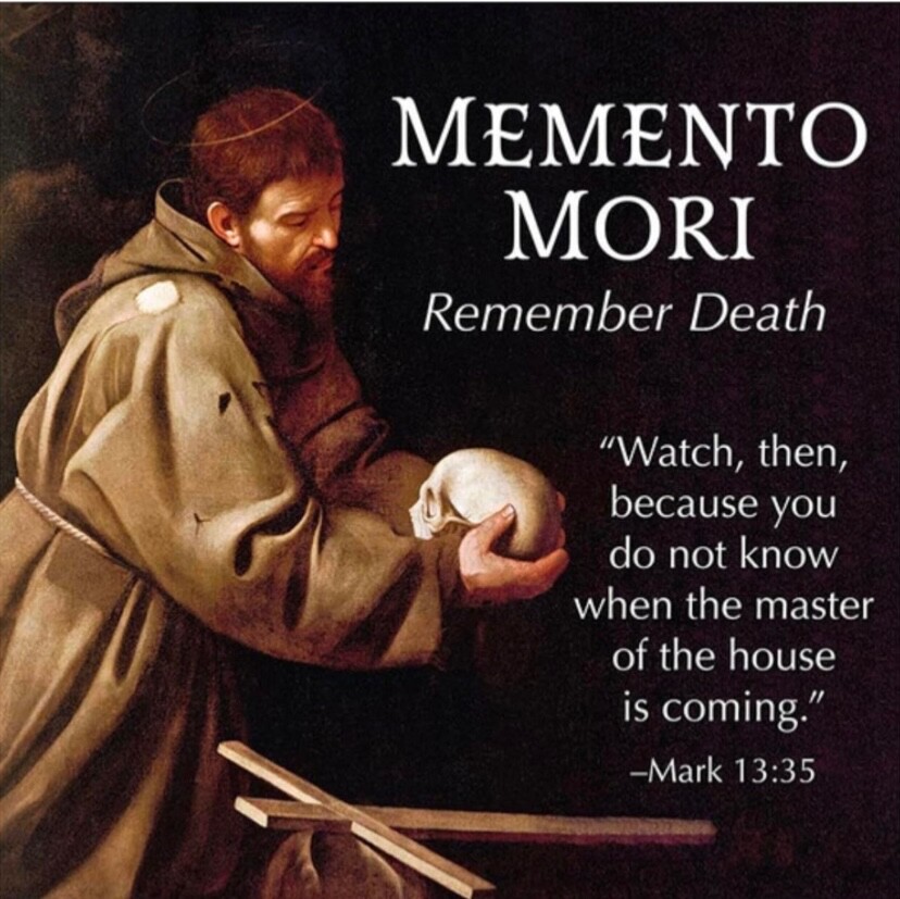 Memento Mori Decade Pocket Rosary Skull Pater Pardon Crucifix Holy Card Catholic