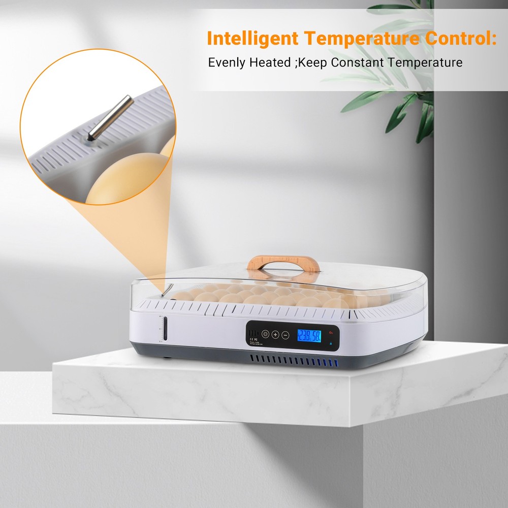 Smart Digital 35 Eggs Incubator Auto Turning Birds Hatcher Visual Window New