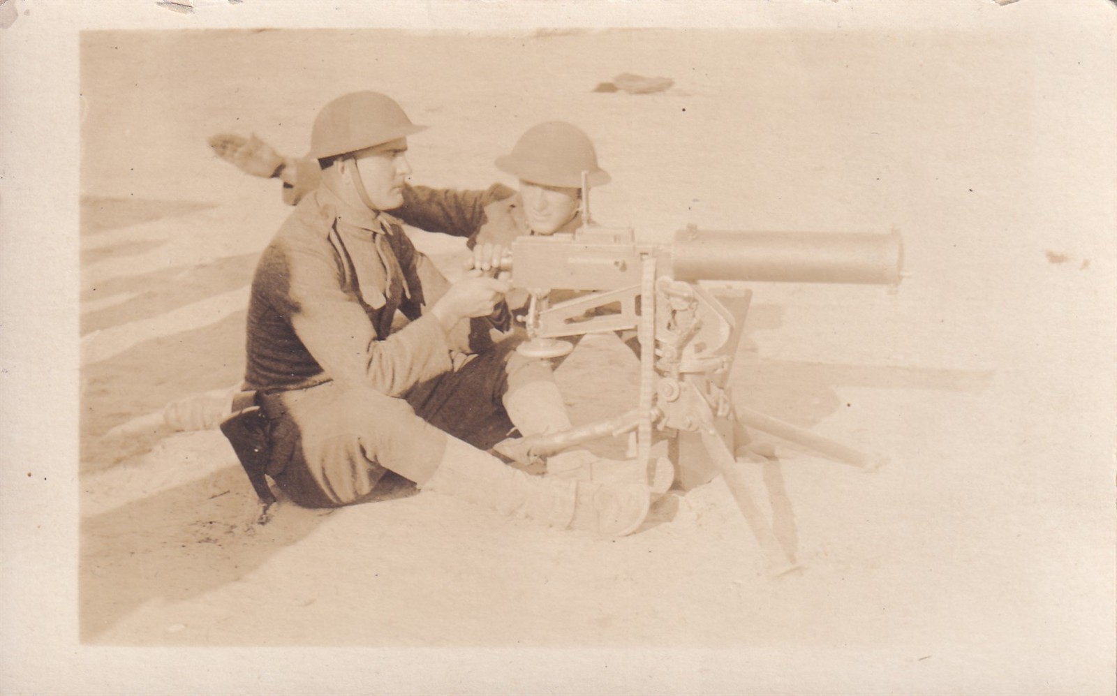 Original WWI RPPC Real Photo Postcard US Army Crew BROWNING MACHINE GUN MG 108
