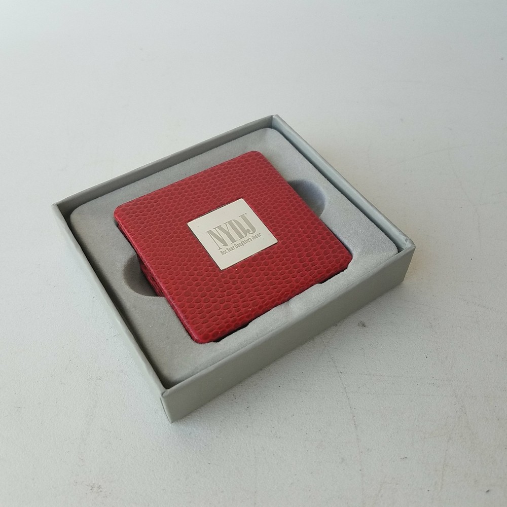 NYDJ Makeup Mirror Compact Flip Storage Case Red With Box