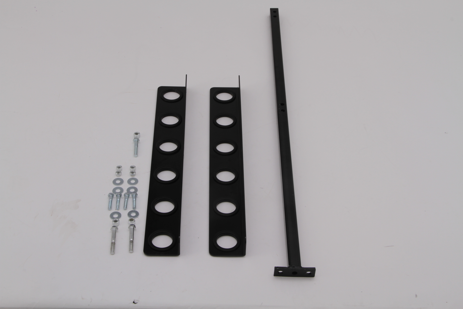 6-Hole Trailer Tool Rack – Shovel, Rake & Pickaxe Holder with Rubber Grommets