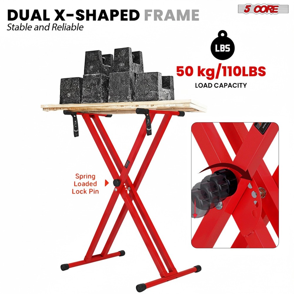 5Core Keyboard Stand Dual X Shape Adjustable Foldable Piano Key Board Stands