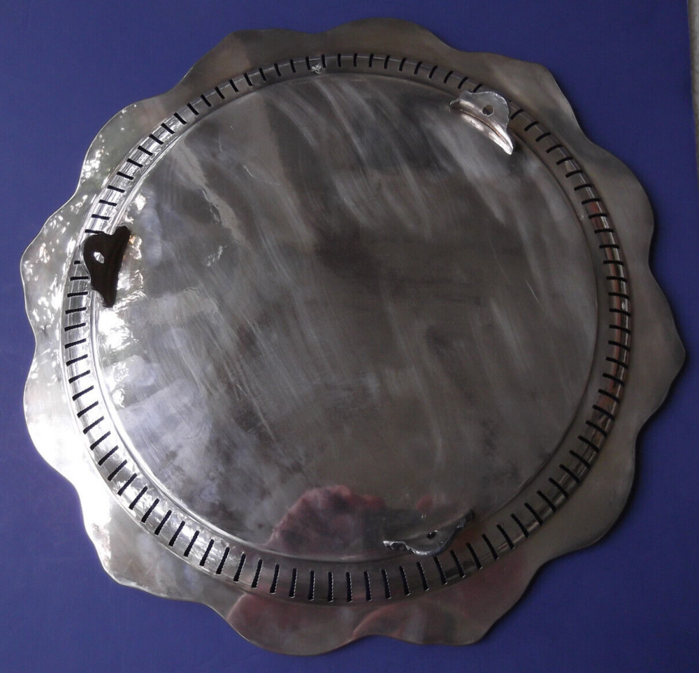 Coronet Silver on Copper 16-1/2" Reticulated Round Footed Silverplate Tray