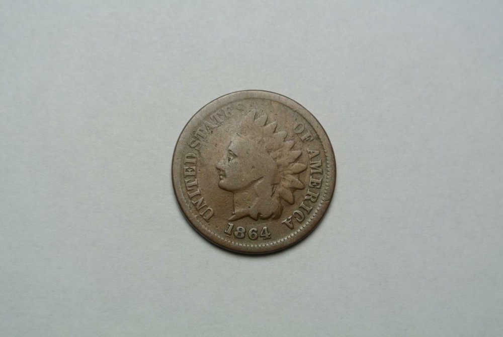 1864-L Pointed Bust Repunched Date Breen #1962, Indian Cent - C7809