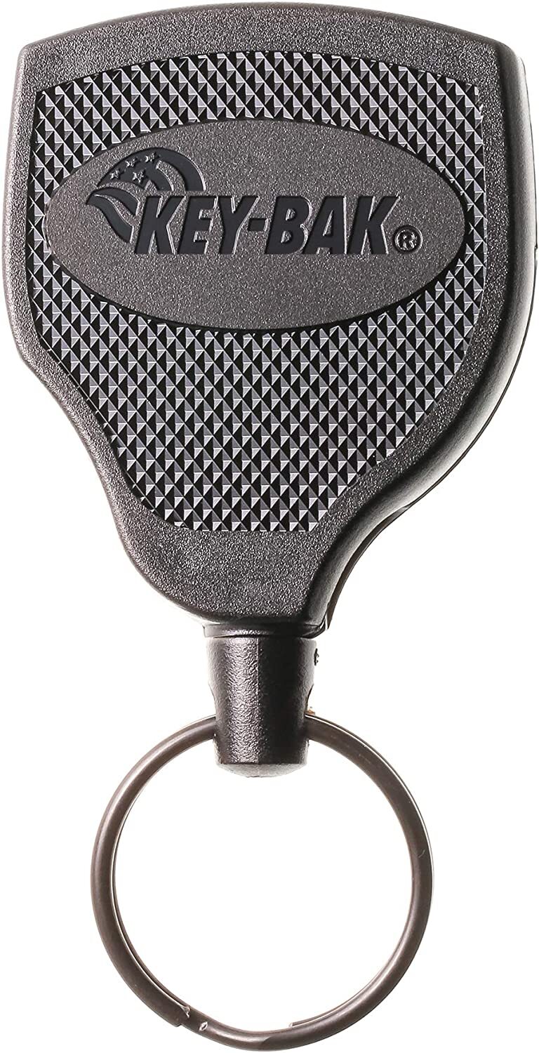 KEY-BAK SUPER48 Locking Retractable Keychain, Steel Belt Clip, Made in the USA