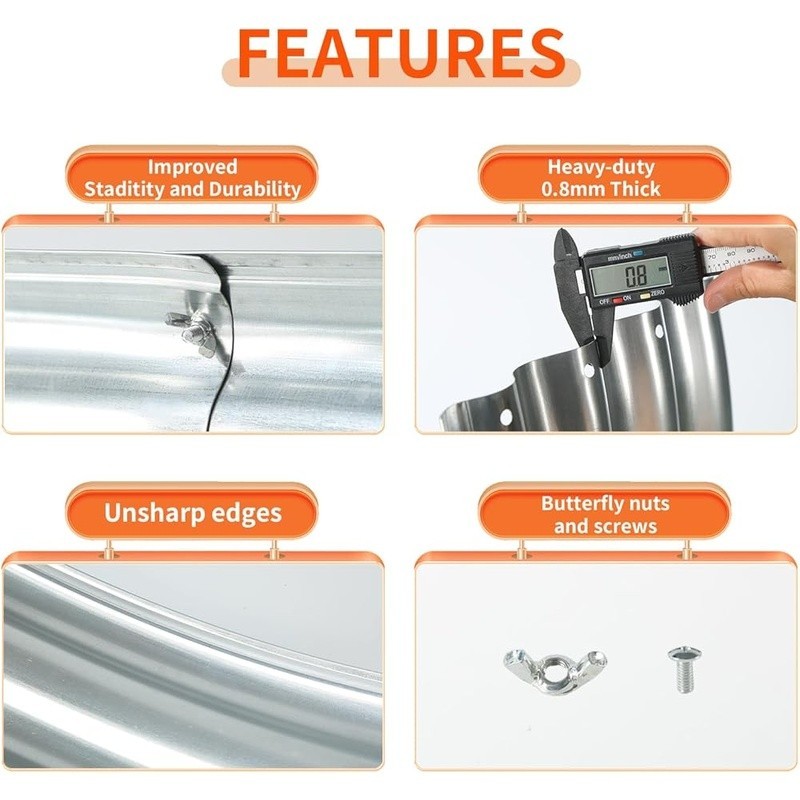 48 Inch Round Galvanized Fire Pit Ring/Fire Ring Foldable for Outdoor Gatherings