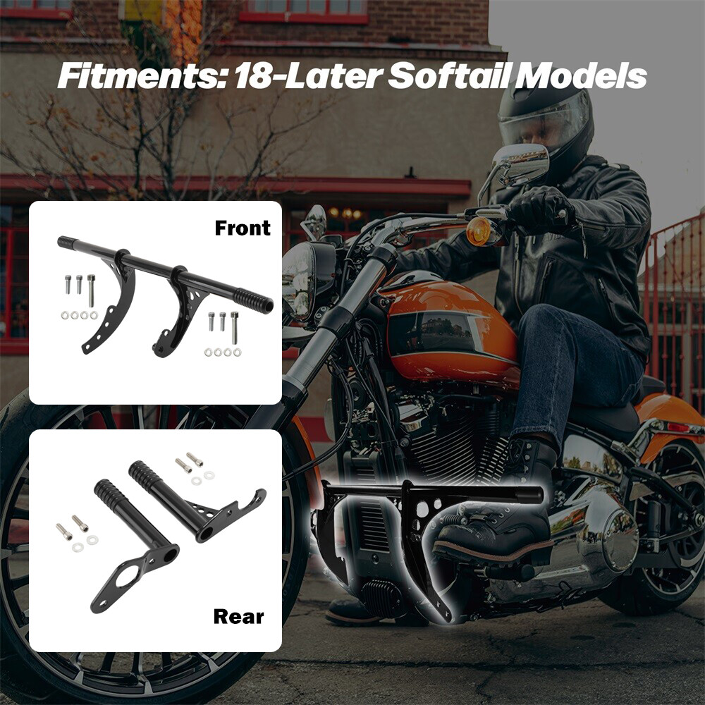 For Harley Softail Front & Rear Engine Guard Crash Bar Low Rider StreetBob 18-25