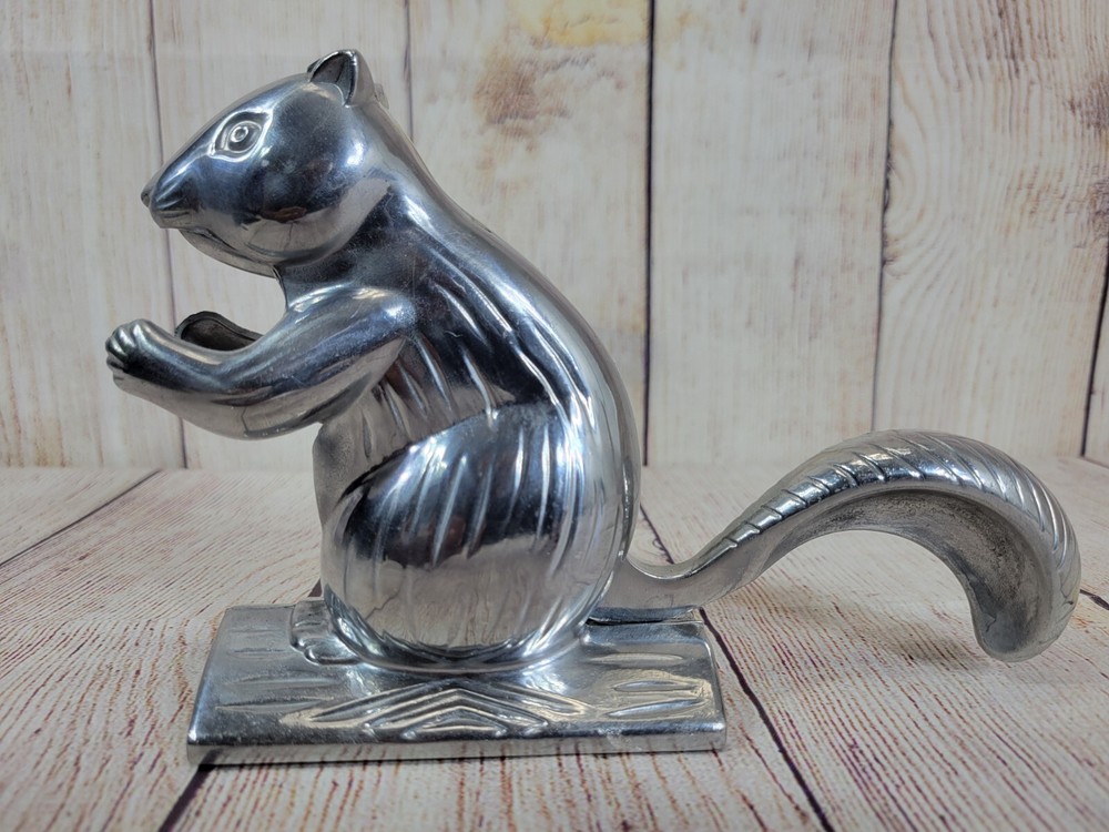 Vintage Cast Polished Aluminum Squirrel Nutcracker