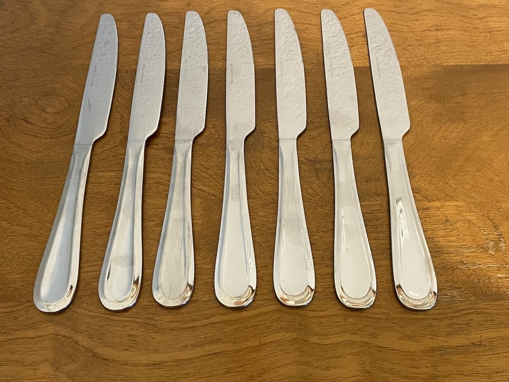 7 International Silver FORTE Stainless Modern Solid Dinner Knives 9.5"