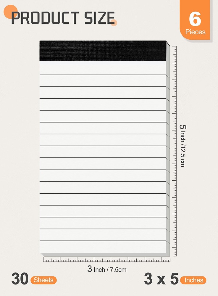 6 Pack 3x5 Inch Small Notepad Refills Memo Pads for Taking Notes Planning