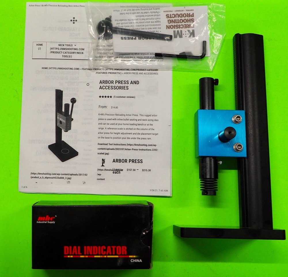 K & M Precision Arbor Press-Factory NEW-w/extras