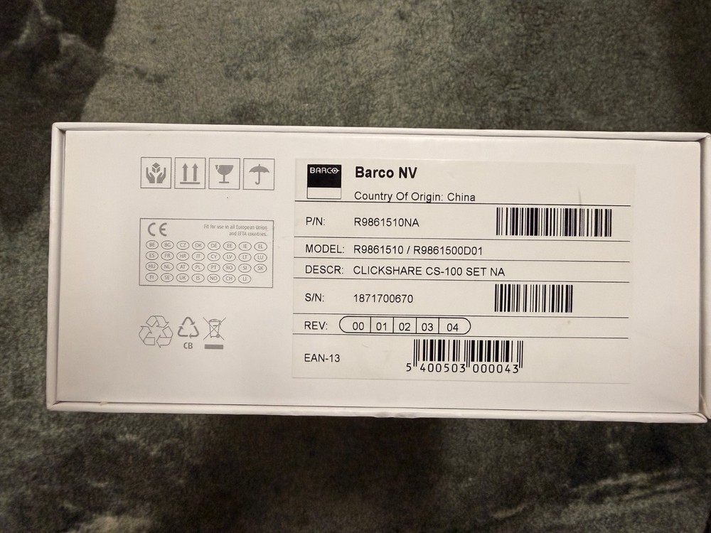 Brand New Barco ClickShare CS-100 Wireless Presentation System Set