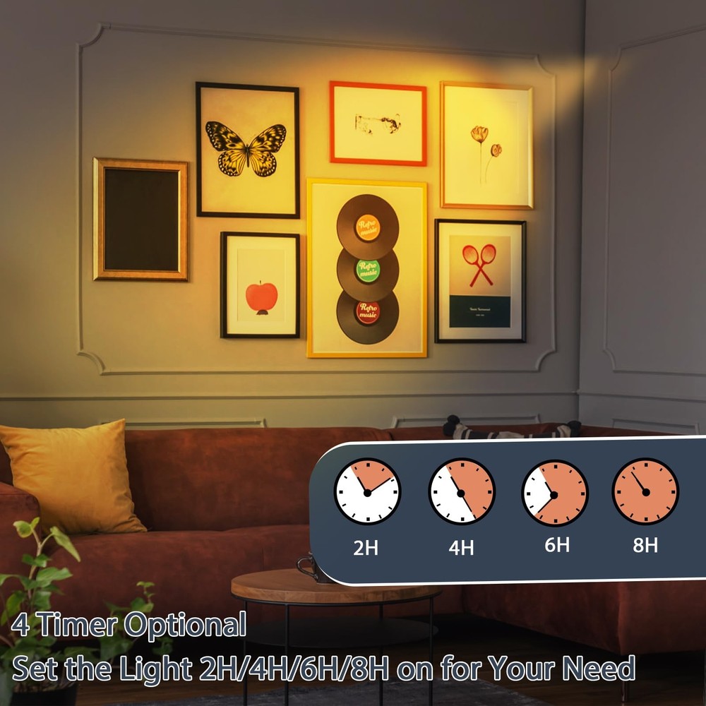 2Pack LED Spot Lights Indoor with Timer and Remote Stepless Adjustable Color ...