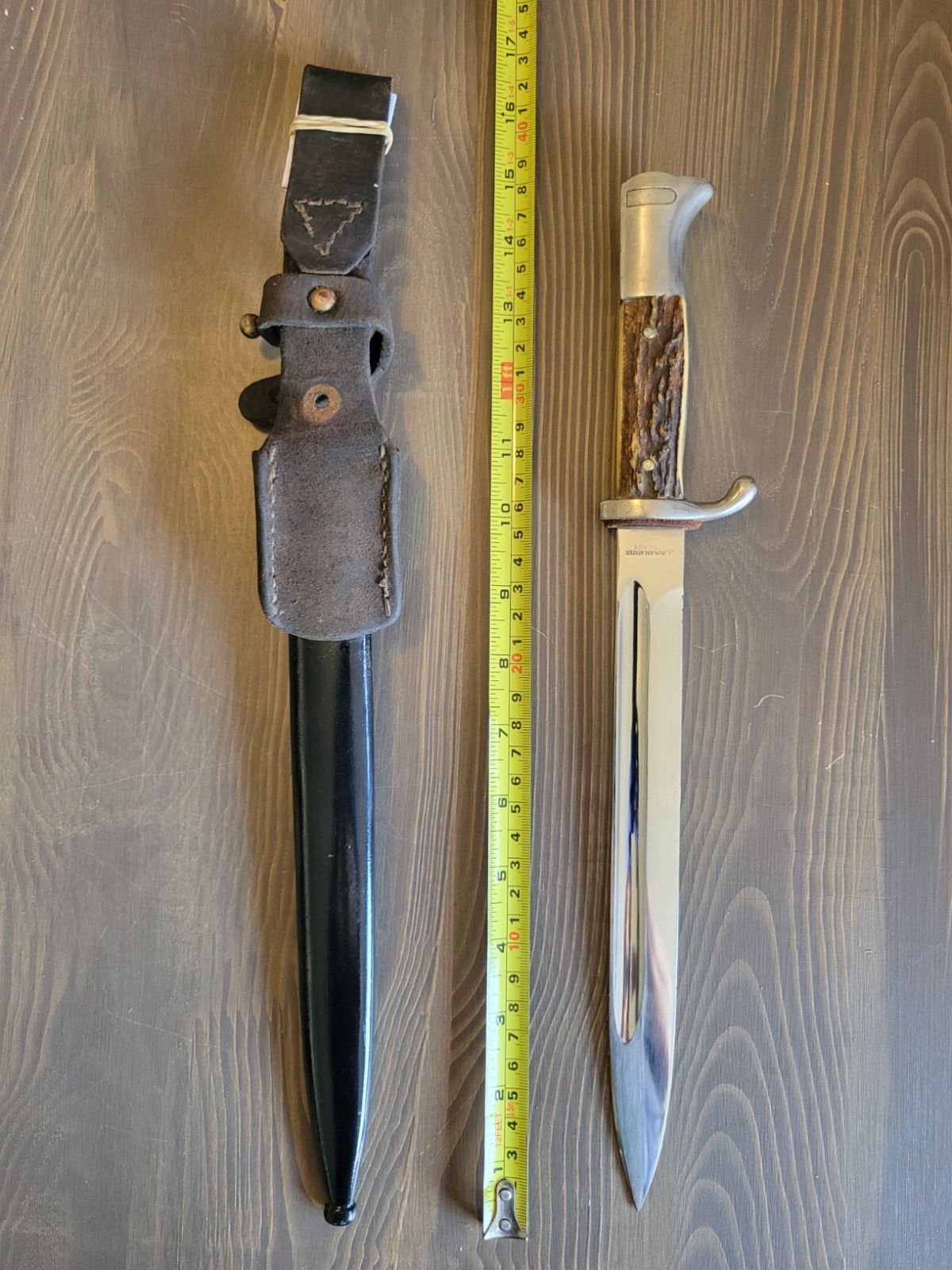 EXCELLENT! WWII German K98 Stag Handle Dress Bayonet by Rich.Abr.Herder Solingen