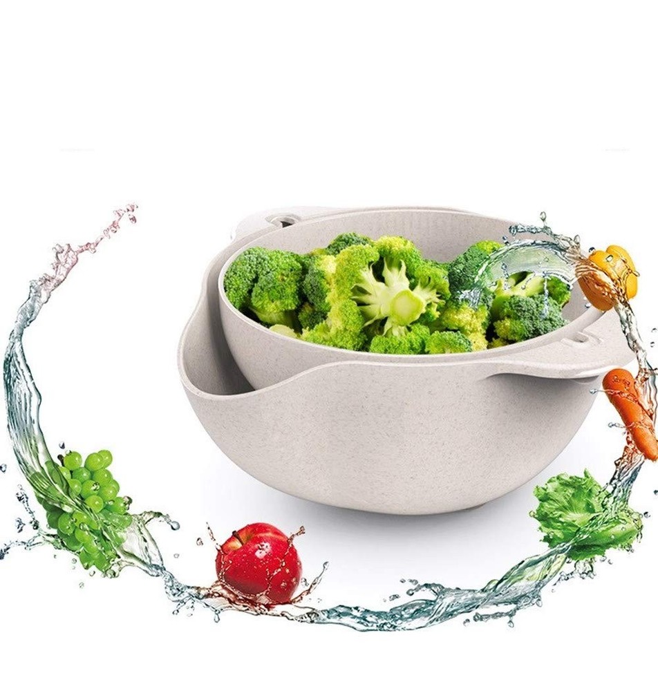 Multifunctional Kitchen Rolling Colander, Double Layer Swivel Drainer 2 in 1 ...