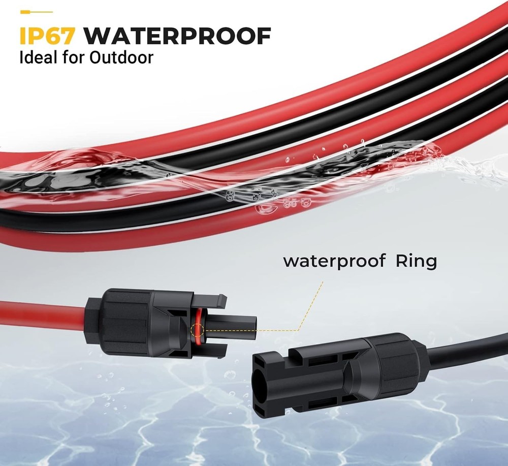 Solar Panel Adaptor Kit - 20FT Red + 20FT Black