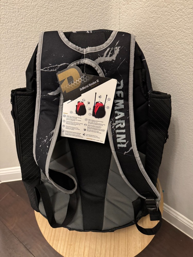 DeMarini Baseball Softball Backpack w Double Bat Pockets, Black, Extra Large