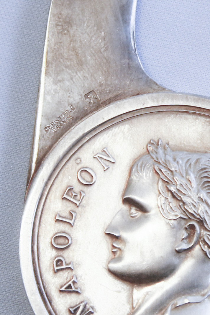 Circa 1935 Christofle Silver Letter Opener French Emperor Napoleon Waterloo