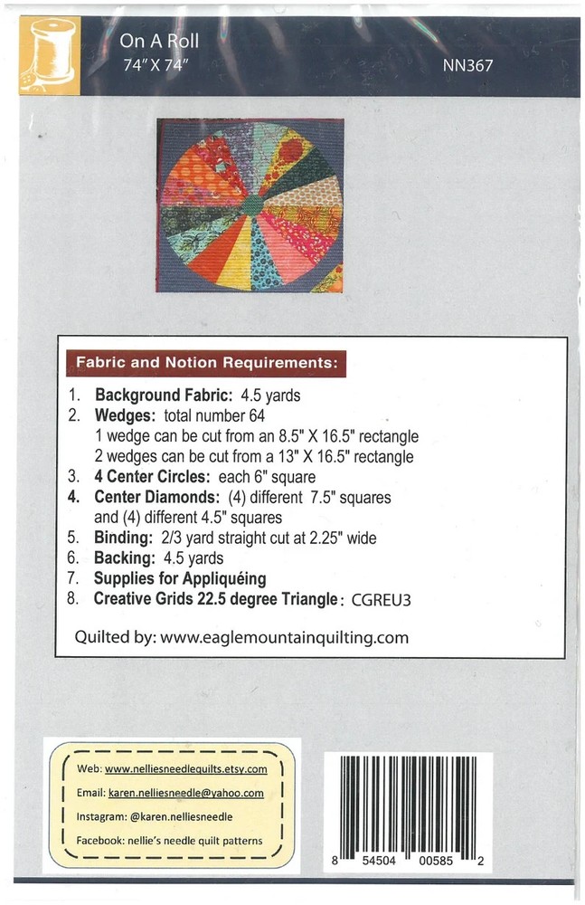 On a Roll Quilt Pattern - Nellie's Needle