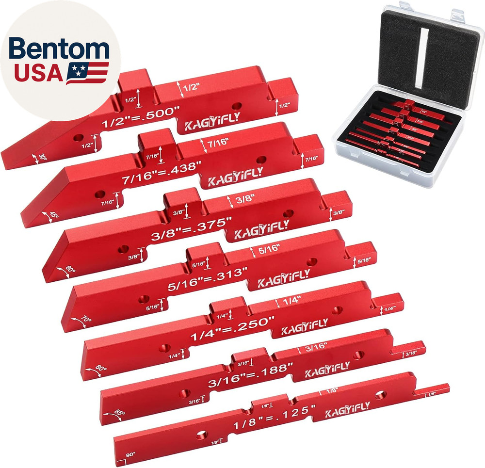 Router Table Setup Bars, 7Pcs Aluminum Precision Setup Blocks Height Gauge Set f