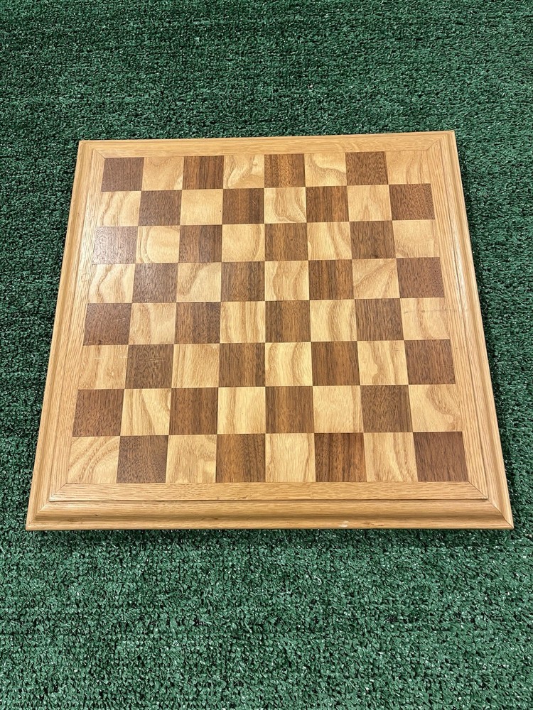 Vintage Hand Made Solid Oak Chess-Checker Board