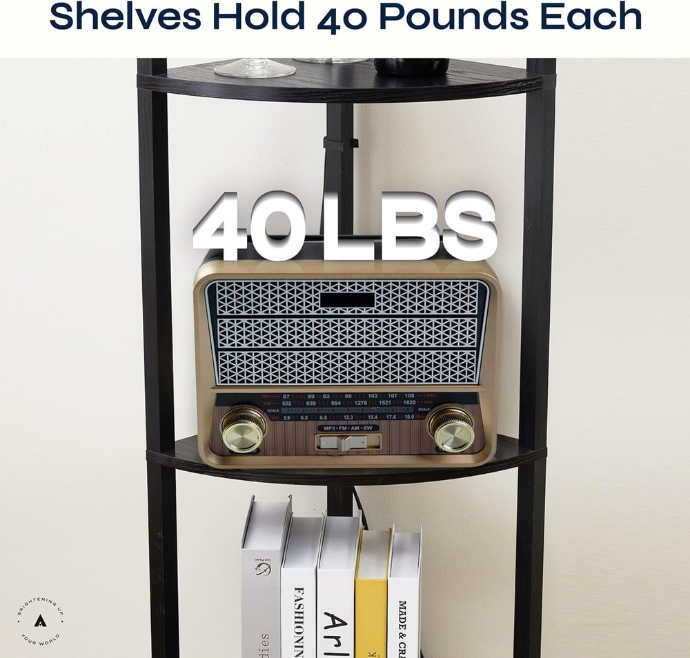 Corner floor lamp with shelf - High corner lamp with zip switch