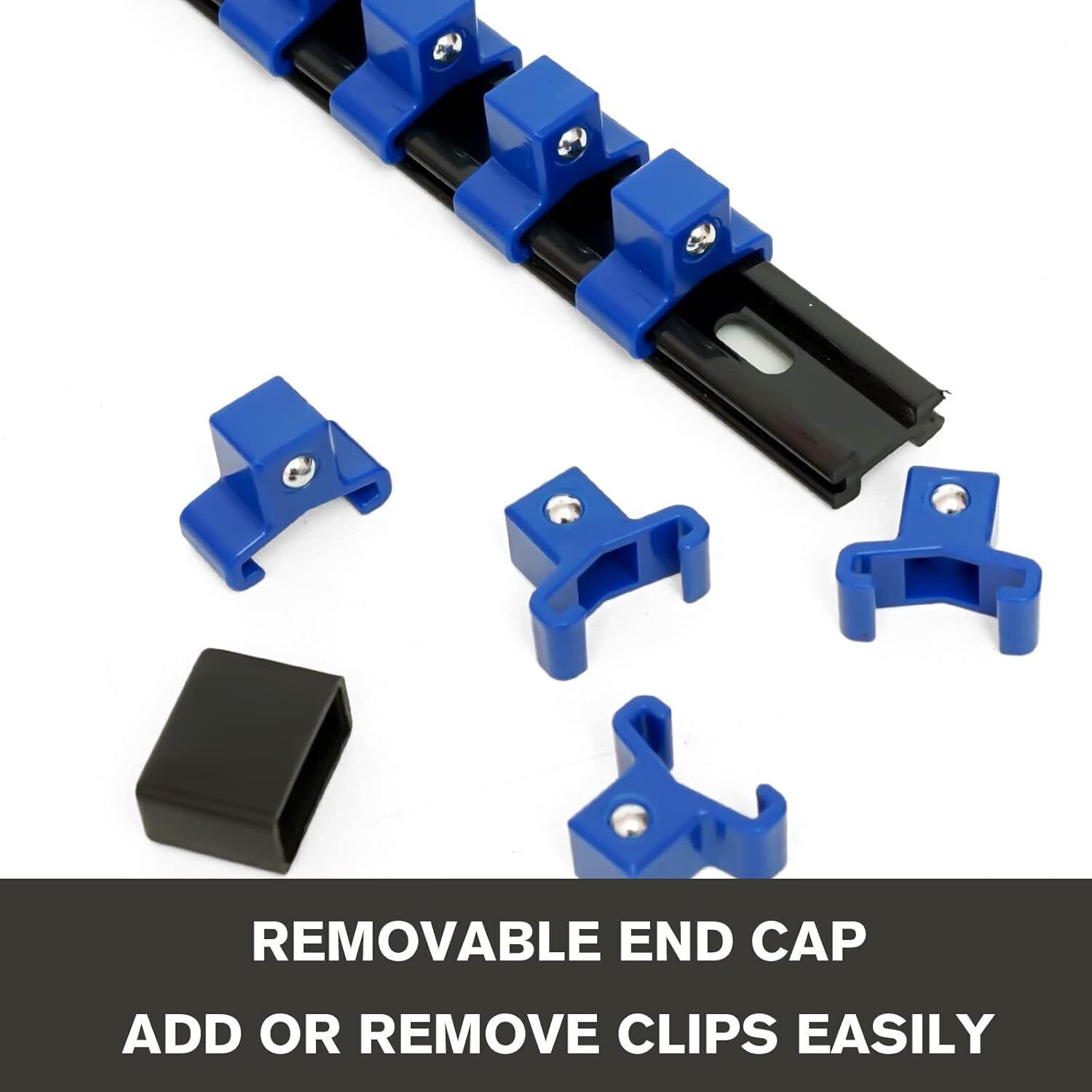 9PC ABS Socket Organizer 1/2 3/8 1/4 inch Drive Socket Rail Holders Wall Mount