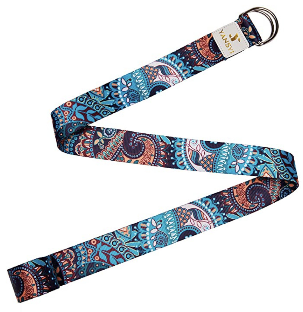 YANSYI 2Yoga Belts Eco-Printed Boho Durable Premium Fabric Exercise D-Ring