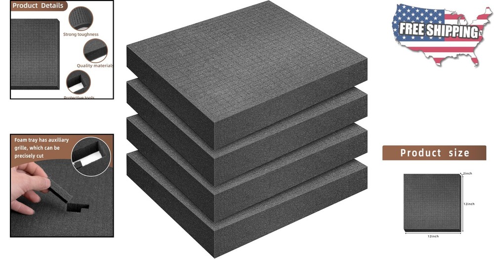 Durable Black Foam with Pick & Pluck Design - Perfect for Game Boxes & Tools