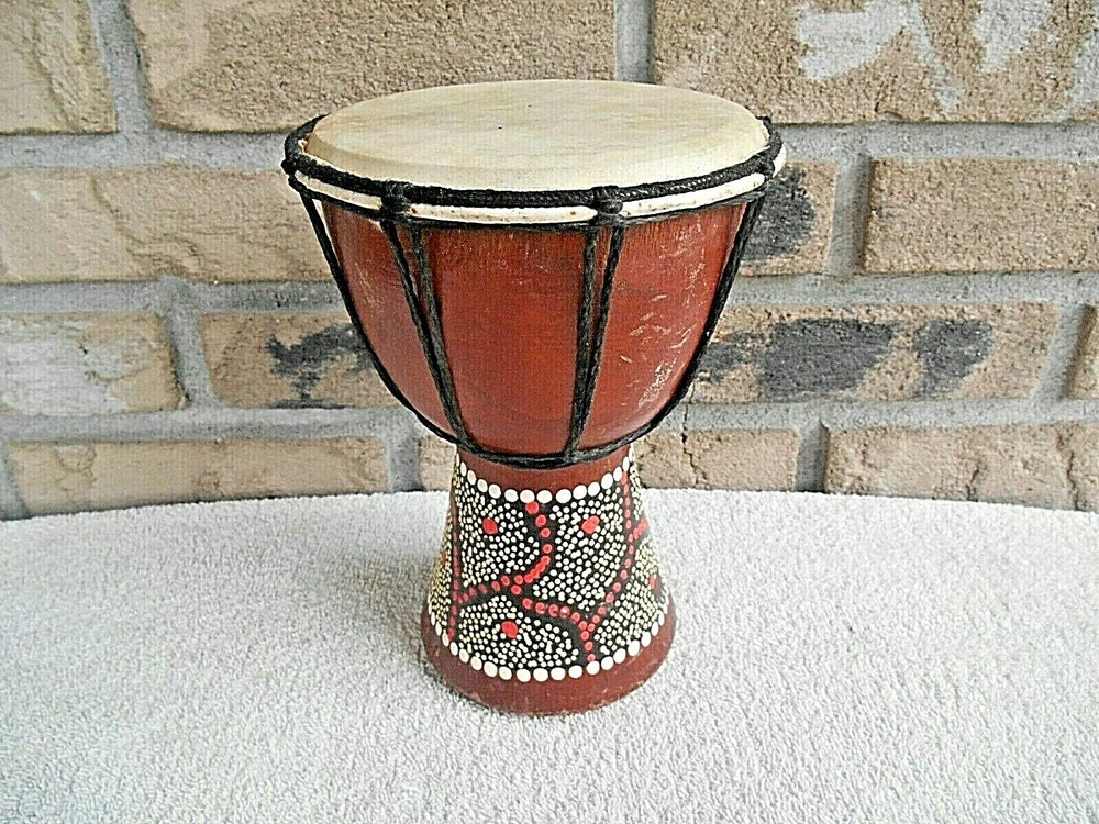 SMALL 8" TALL DECORATIVE DJEMBE HAND DRUM