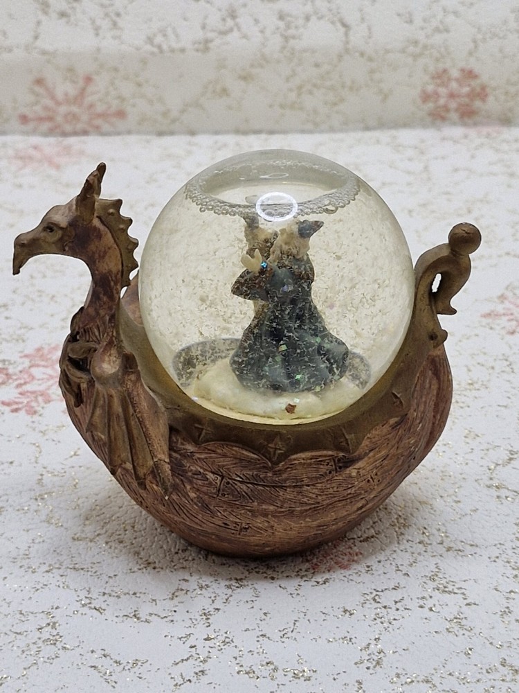 Wizard Riding a Dragon Boat SnowGlobe, Fantasy