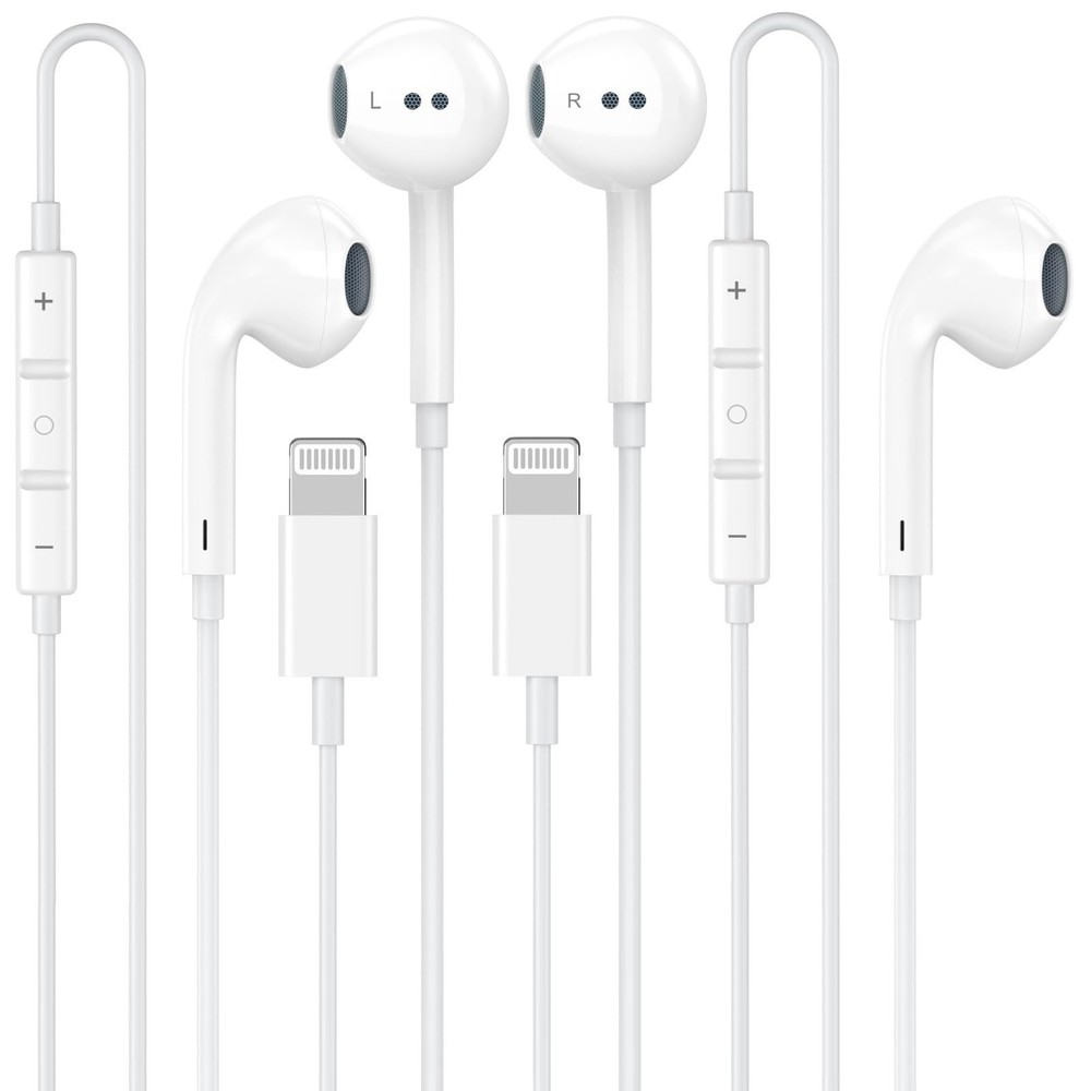 2 Pack Wired Earbuds iPhone Headphones Mic