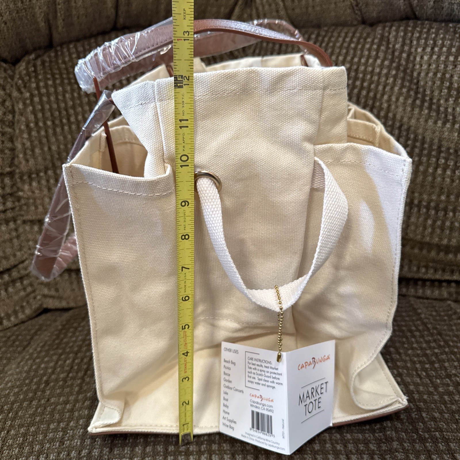 NWT CapaBunga Farmer's Market Tote Shopping Bags with Handles - 7 Pockets