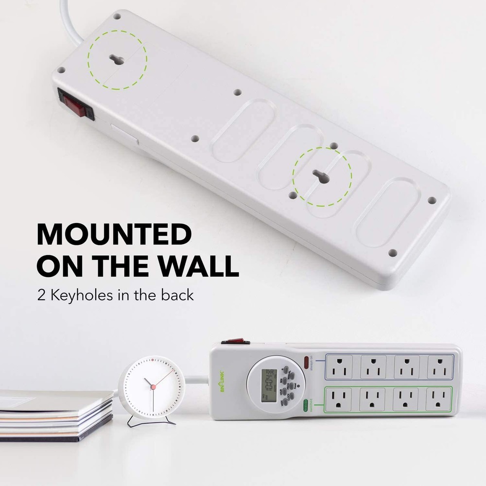 BN-LINK 8 Outlet Surge Protector with 7-Day Digital Timer