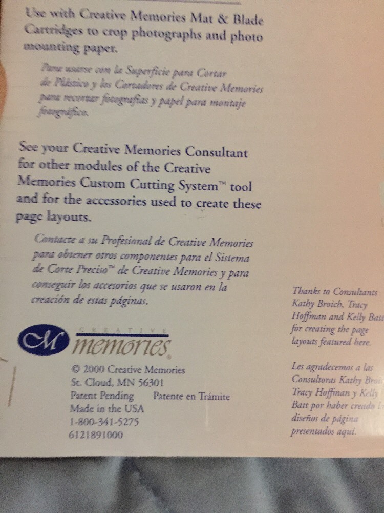 Creative Memories Custom Cutting System Circle & Oval Cutting Patterns
