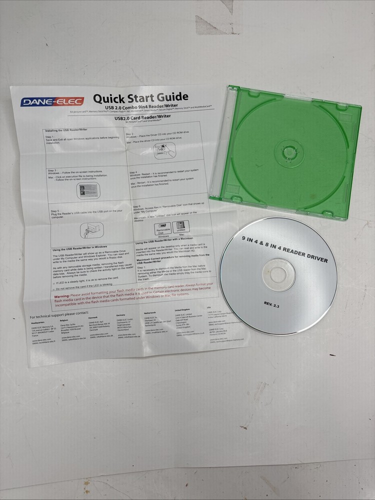 Dane-Elec USB 2.0 Combo 9in4 Reader Writer CD