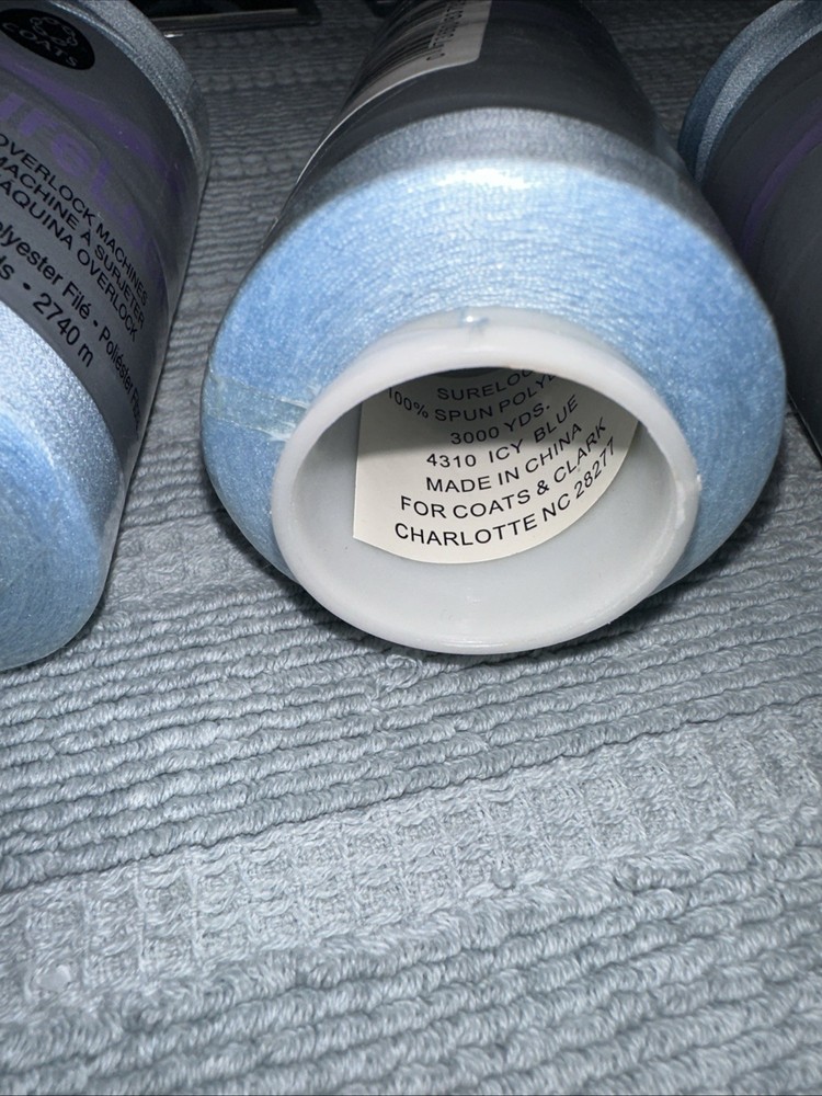 Coats Surelock 4 Spools 4310 Icy Blue Polyester Thread, Multi-purpose, 3000 Yds