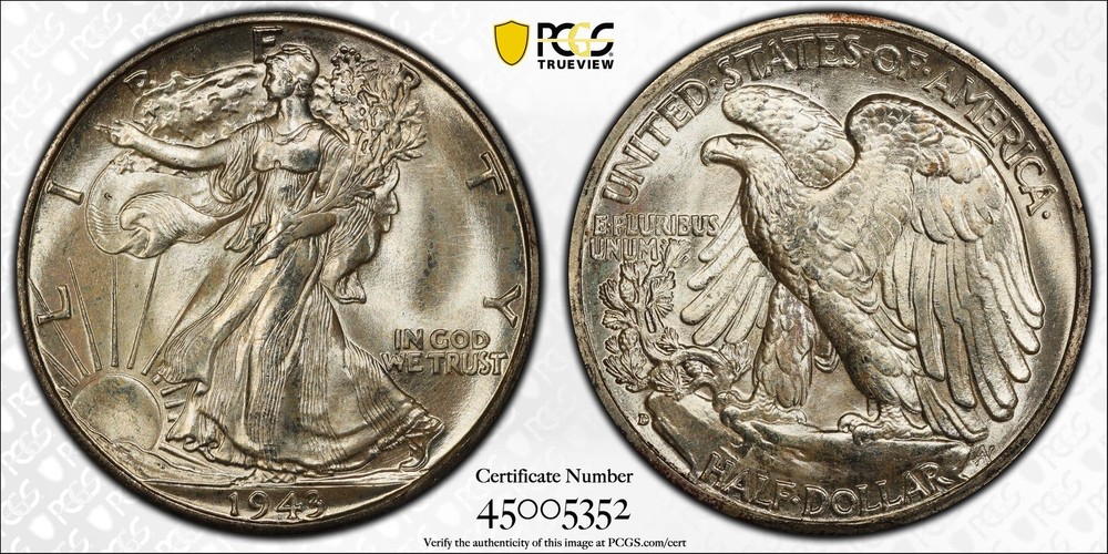 1943-D Walking Liberty Half Dollar PCGS MS67