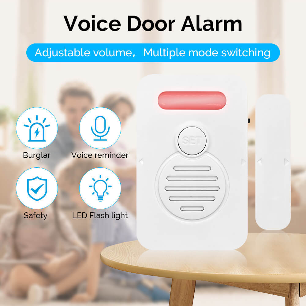 Wireless Door Alarm When Opened Voice Alert Magnetic Sensor Adjustable Volume ×8