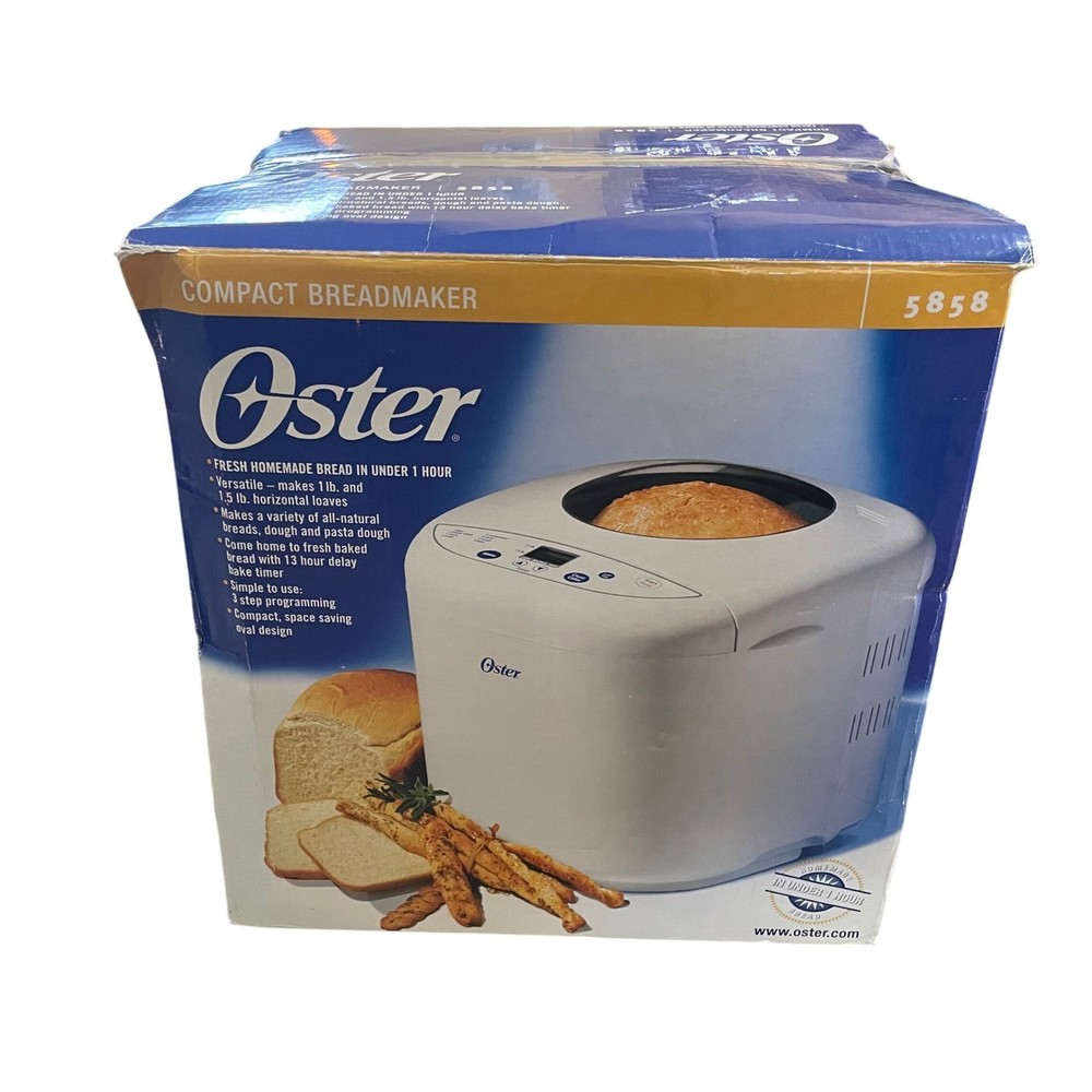 Oster 5858 Compact Breadmaker White 1.5lb ExpressBake Bread Machine Programmable
