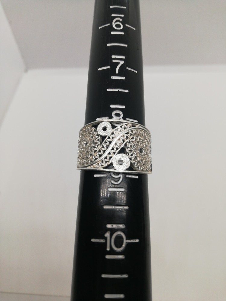 . 970 Solid Silver Women's Ring Size 8.5 Filigree New.