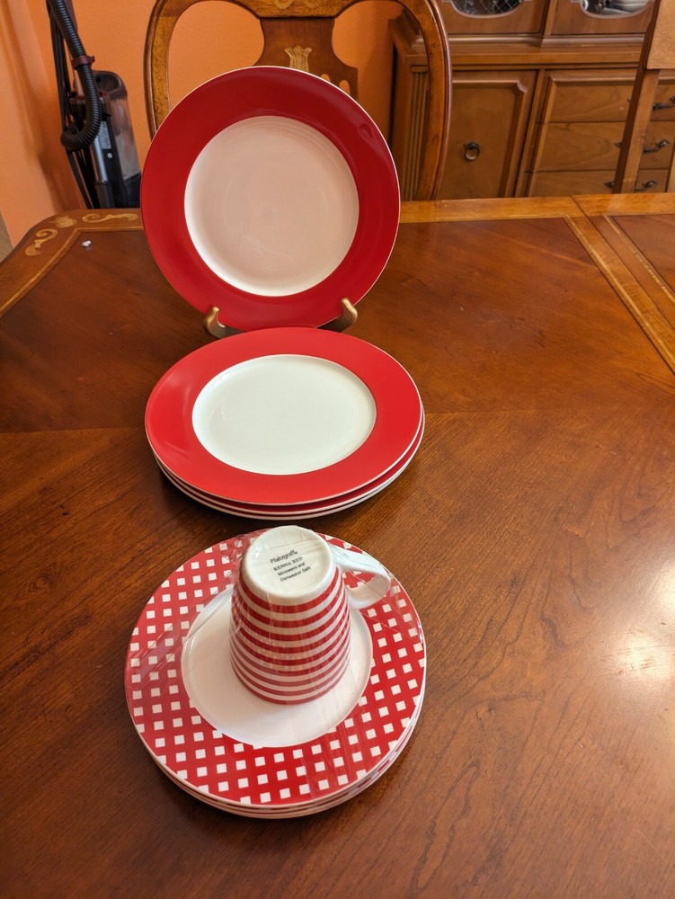 Pfaltzgraff Kenna Red 9 Piece Porcelain Dinnerware Set